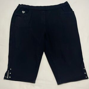 Black rock pants, white elastic band rhinestone design